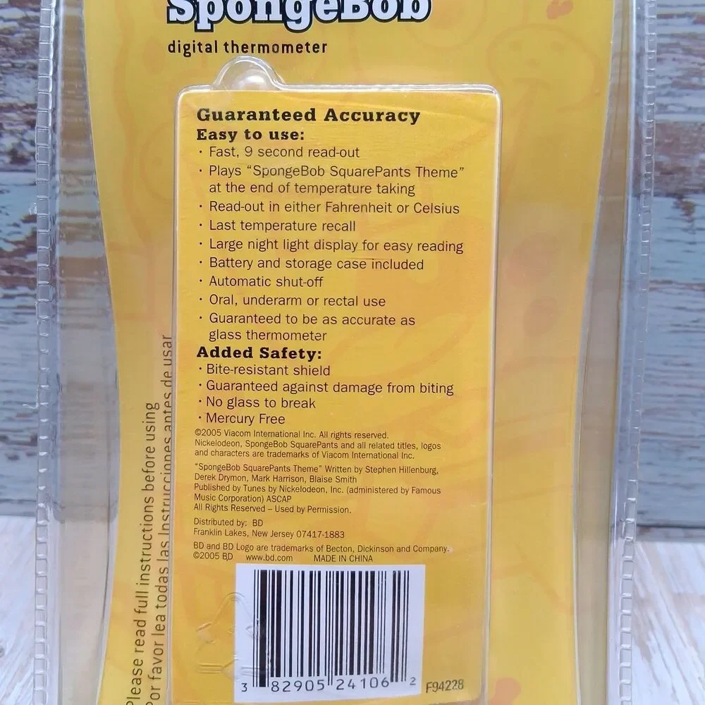 Vintage 2005 SpongeBob SquarePants Digital Musical Thermometer New Old Stock